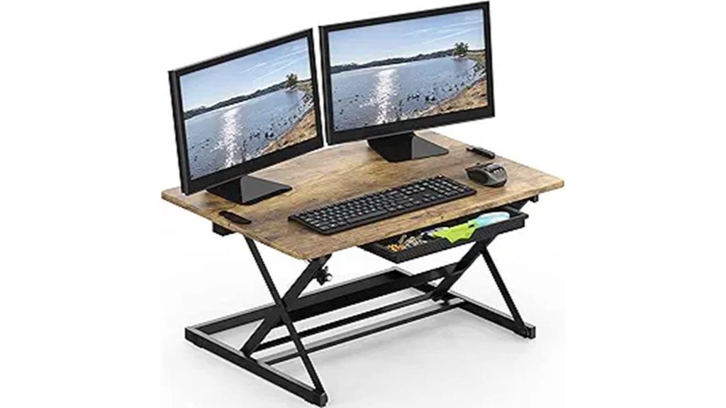 adjustable rustic brown desk