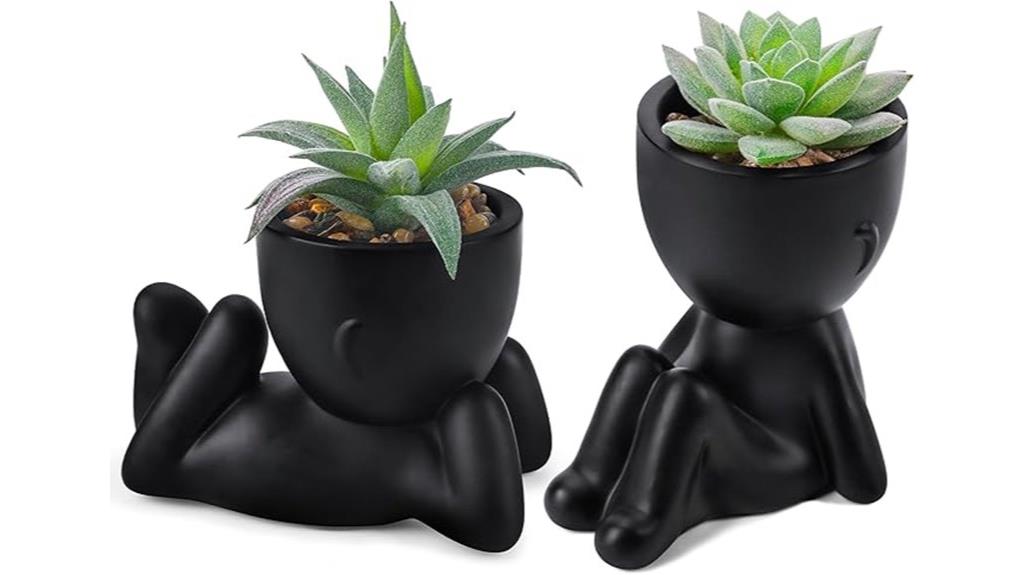 pair of decorative artificial succulents