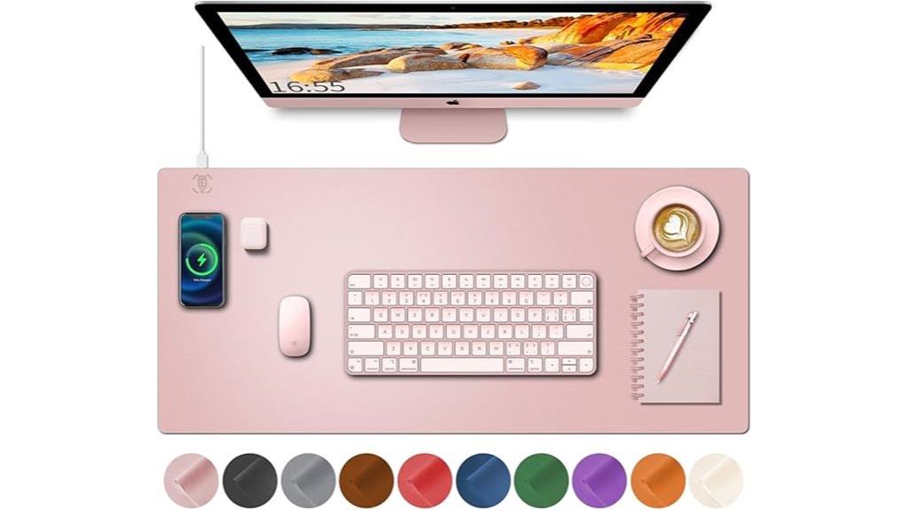 13 Best Wireless Charging Pads for Desks That Keep Your Devices Powered and Organized 7 pink wireless charging desk mat
