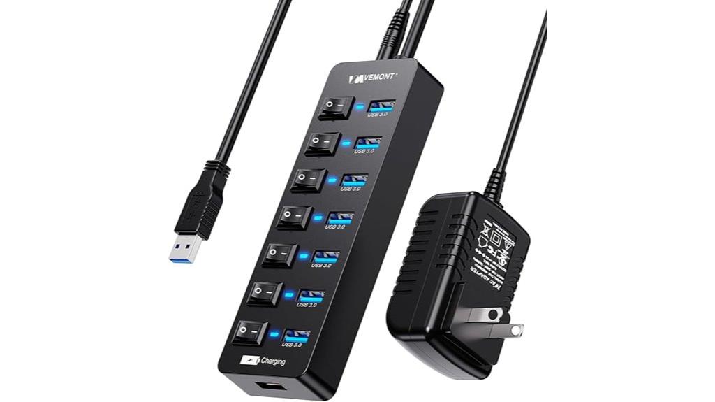 seven port powered usb hub