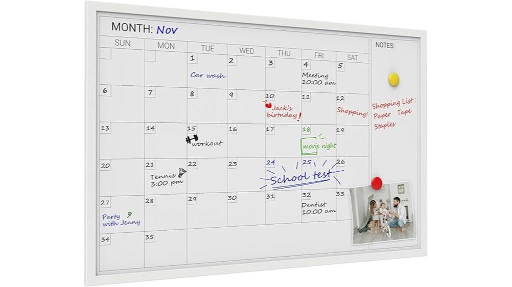 wall mounted dry erase calendar