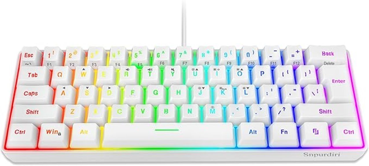 14 Best Compact 60% Keyboards for Minimalists: Sleek, Space-Saving, and Perfect for Your Desk 6 white wired gaming keyboard