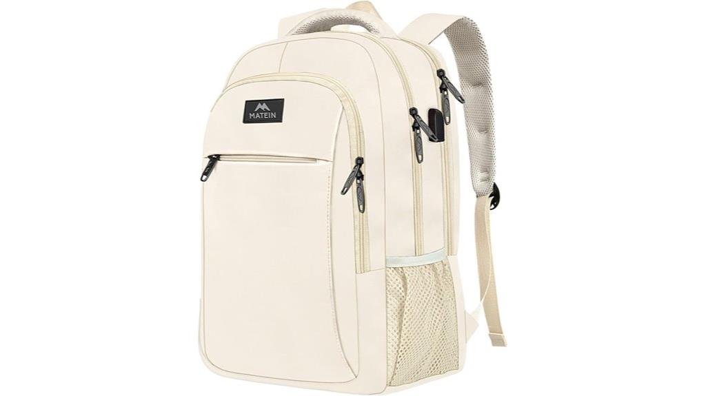 15 Best Travel Laptop Backpacks for Marketers to Stay Stylish and Organized on the Go 9 beige 15 6 inch laptop backpack