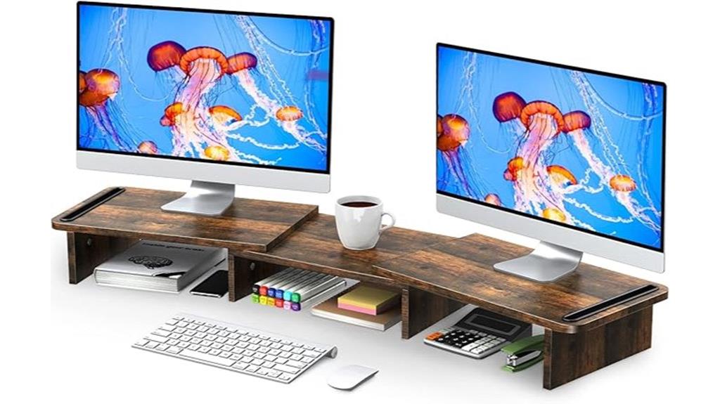 13 Best Wooden Monitor Height Risers for Ergonomic Comfort in 2025 8 dual monitor riser with storage