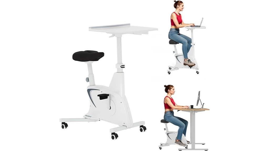 white flexispot exercise bike