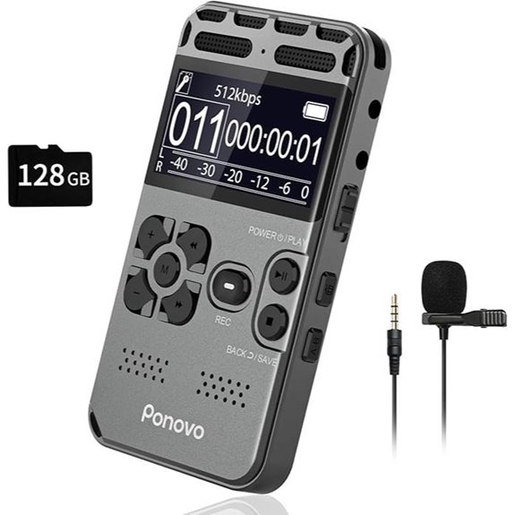 Ponovo 136GB Digital Voice Recorder with Microphones