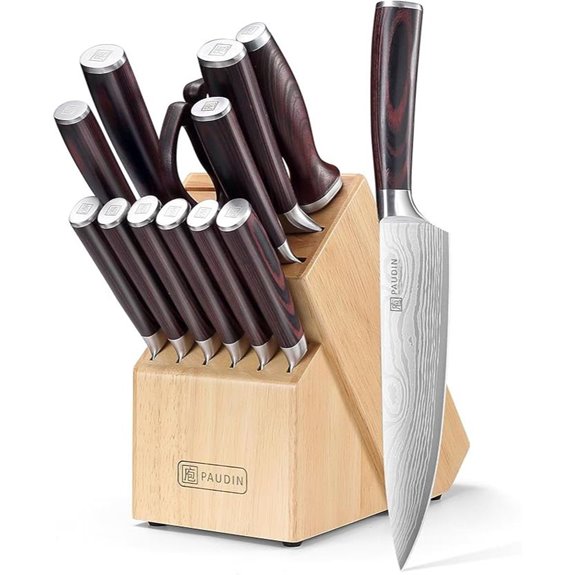15 Best Carbon Steel Knife Sets for 2026 That Chefs Recommend 6 PAUDIN 14-Piece Kitchen Knife Set with Block