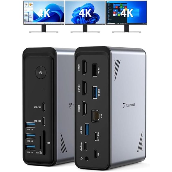TobenONE 18-in-1 Laptop Docking Station with Triple 4K