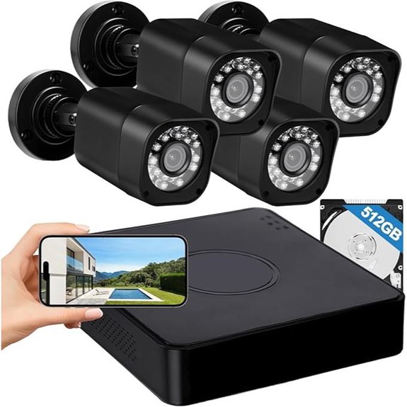 AIWIXEN 4CH 1080P Security Camera System with 512GB