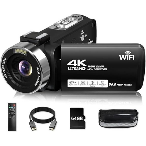 4K Video Camera with Night Vision and Remote
