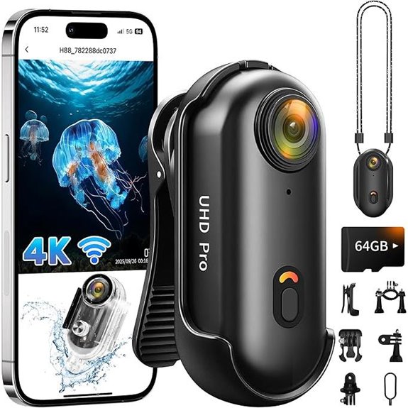 4K Action Camera with Waterproof Case and 64GB Card