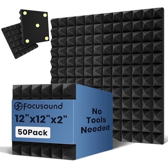 Focusound 50 Pack Acoustic Foam Panels with Adhesive