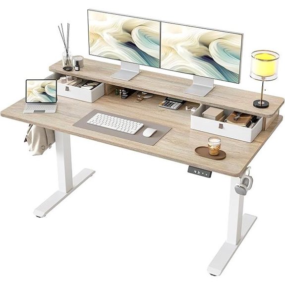 TIQLAB Adjustable Standing Desk with Drawers