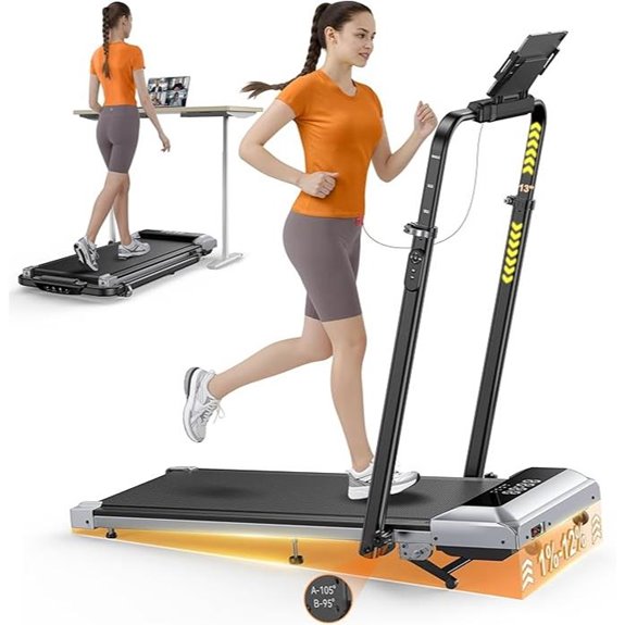 Folding Walking Pad Treadmill with Incline and App