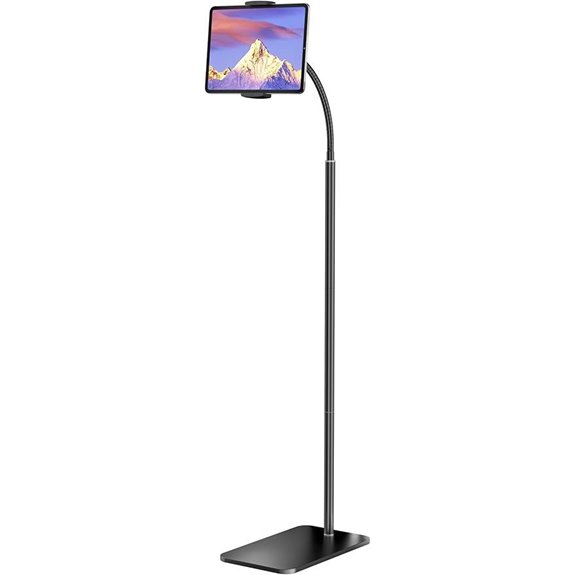 Adjustable Metal Tablet Floor Stand with Gooseneck