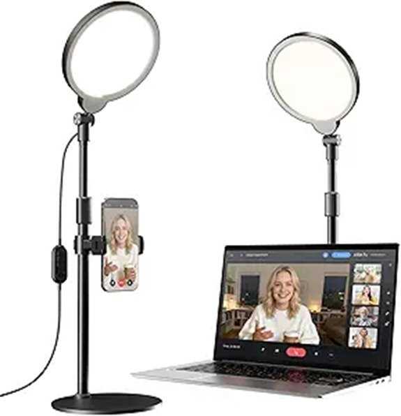 Dimmable Ring Light with Stand for Video & Calls