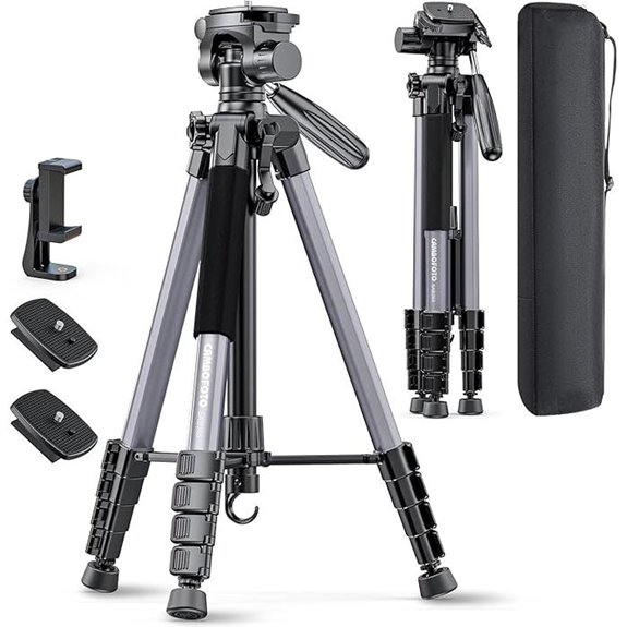 CAMBOFOTO 74 Aluminum Camera Tripod with Accessories