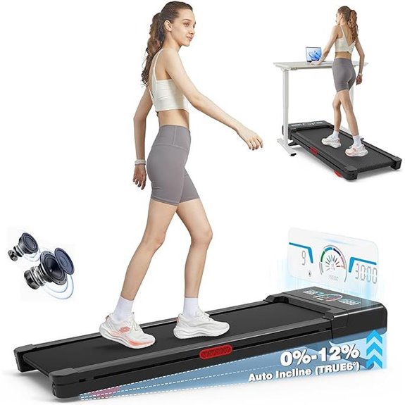 Walking Pad Treadmill with Auto Incline & Bluetooth Speakers