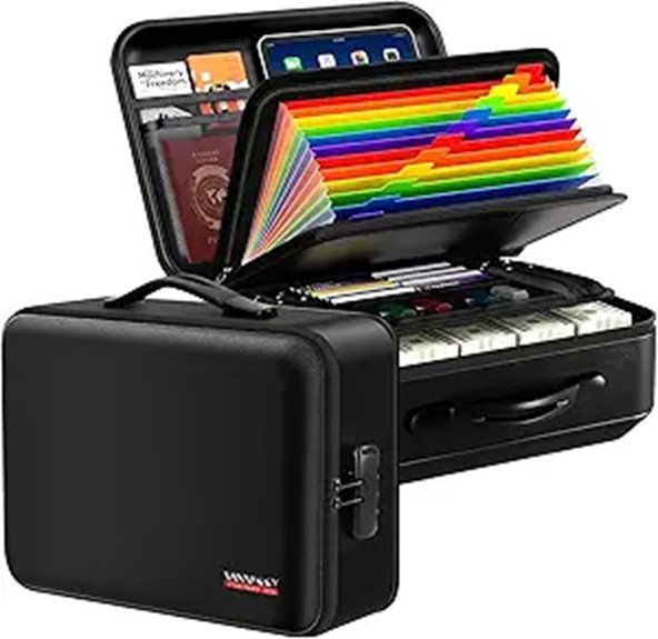 Fireproof Document Box with Lock (Black)