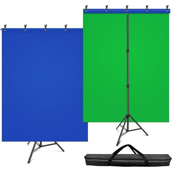 15 Best Green Screens for YouTube Studios in 2026 12 HEMMOTOP Blue/Green Screen Backdrop Kit (7x5ft)