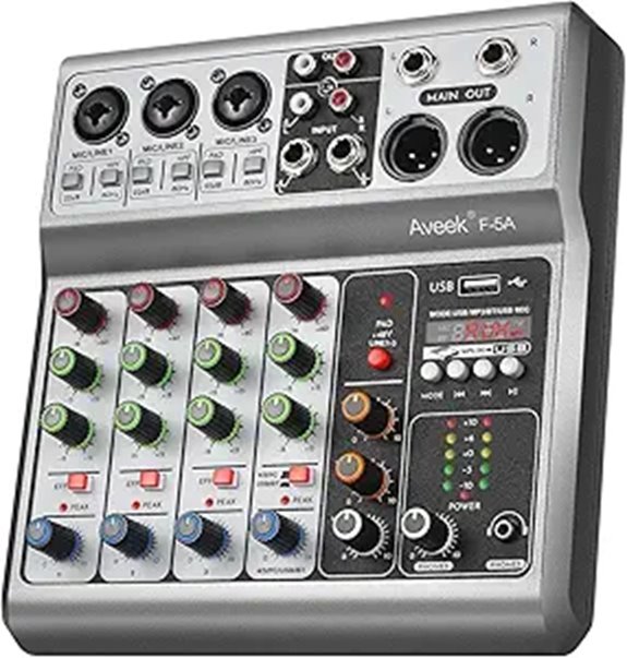 Aveek 5-Channel Digital Audio Mixer with Bluetooth