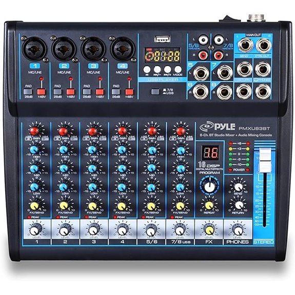 Pyle 8-Channel Digital Audio Mixer with Bluetooth