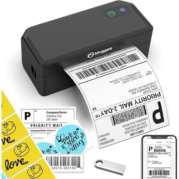 Mvgges 4x6 Bluetooth Thermal Label Printer for Small Business