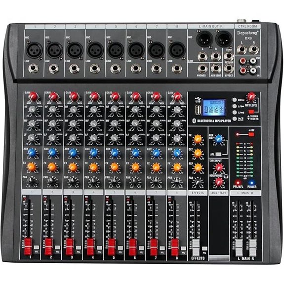 Depusheng 8-Channel USB Audio Mixer with Bluetooth