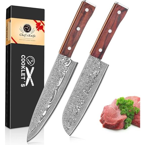 15 Best Santoku Vs Chef Knife Sets for 2026 That Cut Like Pros 12 COOKLET'S 2-Piece Damascus Chef & Santoku Knife Set
