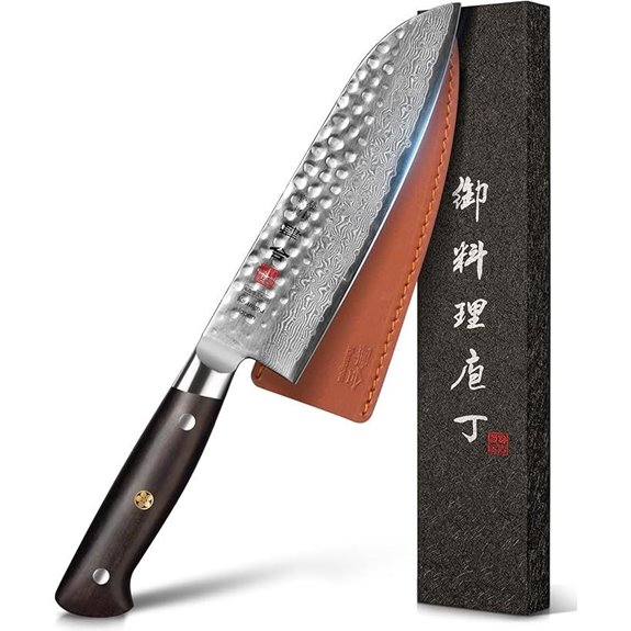 Damascus 7-Inch Santoku Chef Knife with Ebony Handle