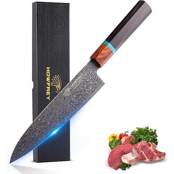 Damascus 8-Inch Japanese Chef Knife with Pakkawood Handle