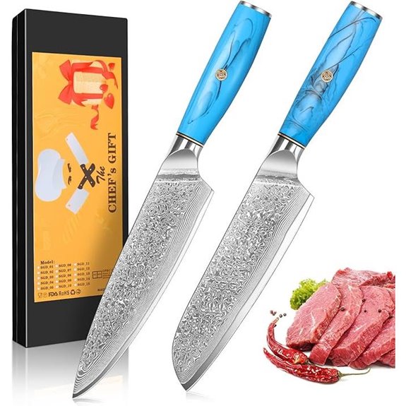 15 Best Santoku Vs Chef Knife Sets for 2026 That Cut Like Pros 9 Damascus Steel Chef and Santoku Knife Set