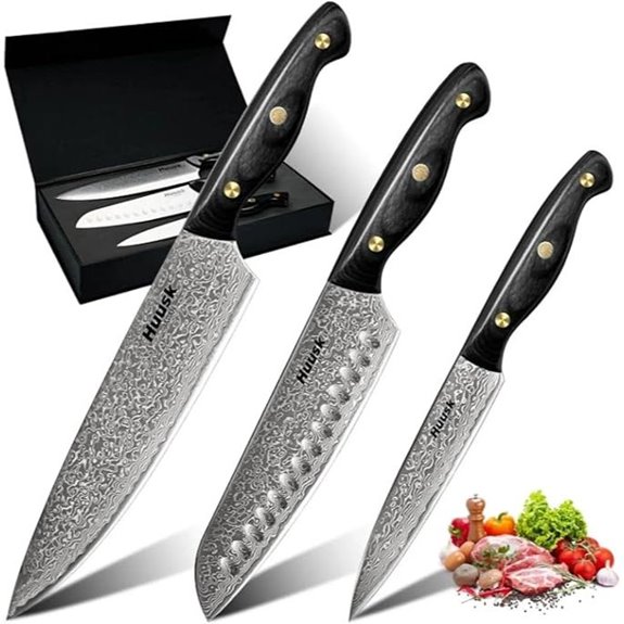 15 Best Santoku Vs Chef Knife Sets for 2026 That Cut Like Pros 11 Huusk Damascus Chef Knife Set 3 pcs VG10 Santoku