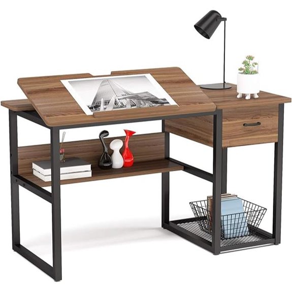 11 Best Desktop Workstations for Graphic Designers in 2026 4 Tribesigns Drafting Table with Storage & Shelves