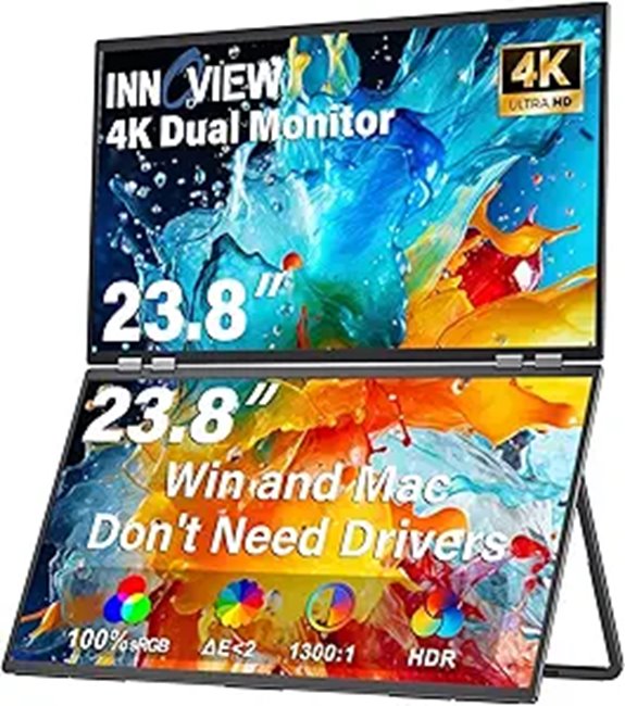 InnoView 23.8 Dual 4K Portable Monitors with Speakers