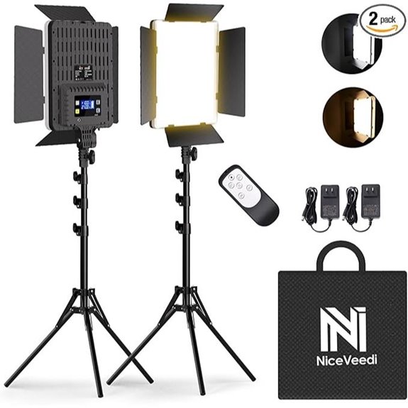 15 Top-Rated LED Video Lights for Product Photography in 2026 13 NiceVeedi 2-Pack Bi-Color Studio Lighting Kit