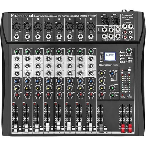 Depusheng DT8 8-Channel Mixer with USB and FX