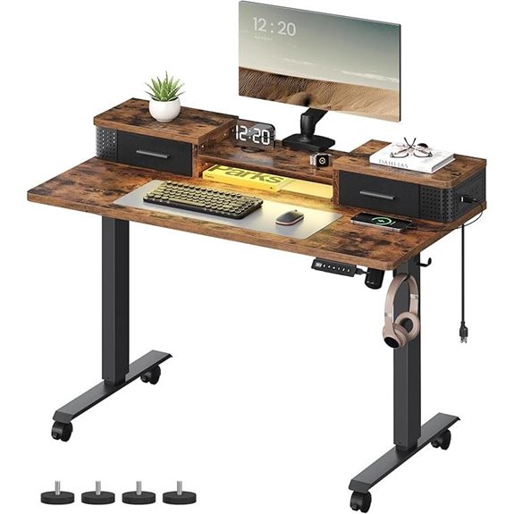 VASAGLE Electric Standing Desk with Storage and Lights