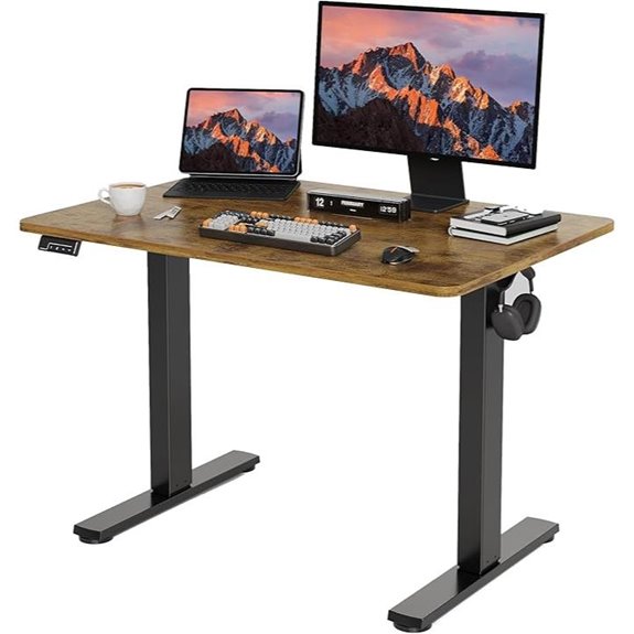 Electric Height-Adjustable Sit-Stand Desk Rustic Brown