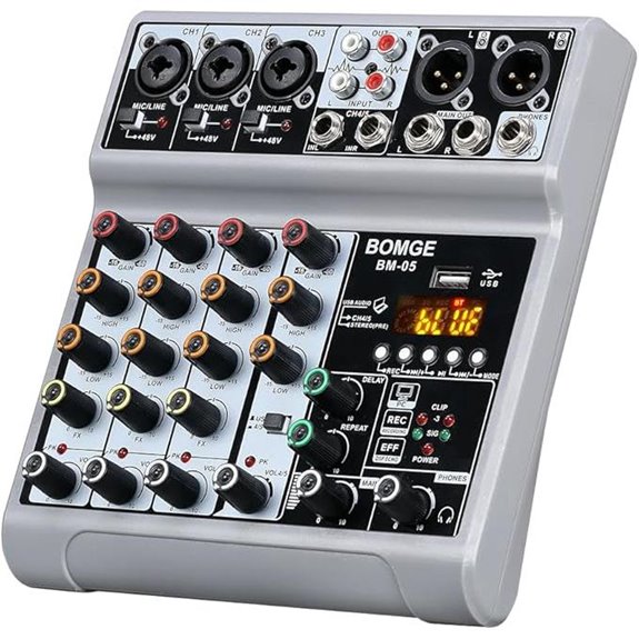 BOMGE 5-Channel Audio Mixer with Bluetooth and Effects