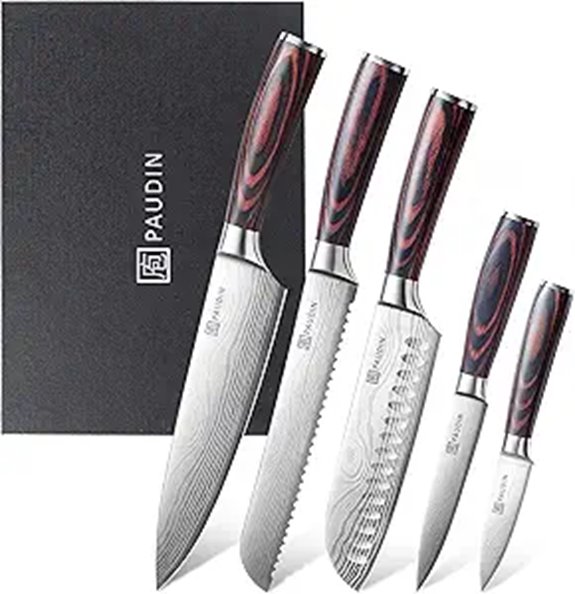 15 Best Carbon Steel Knife Sets for 2026 That Chefs Recommend 16 PAUDIN 5-Piece Kitchen Knife Set with Pakkawood Handles