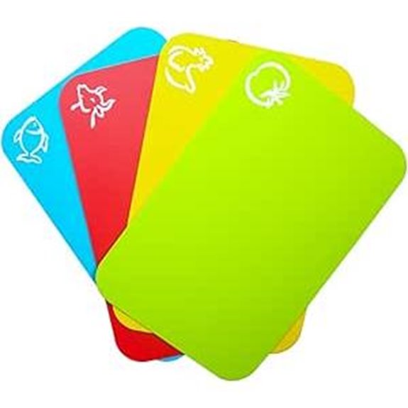 Set of 4 Flexible Plastic Cutting Boards with Food Icons