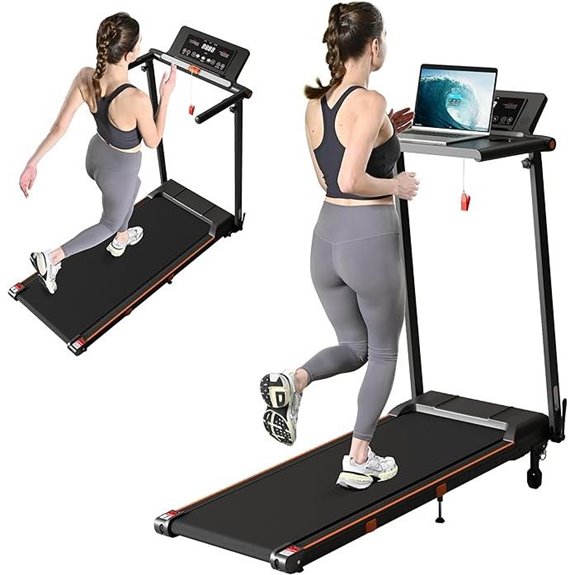 3-in-1 Foldable Treadmill with Desk for Home