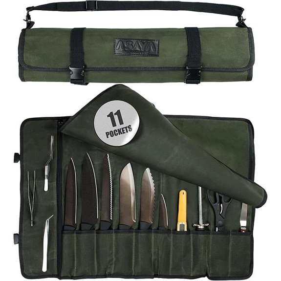 15 Best Knife Rolls for Chefs in 2026 That Elevate Your Kitchen 10 Asaya Canvas Chef Knife Roll Bag (Forest Green)