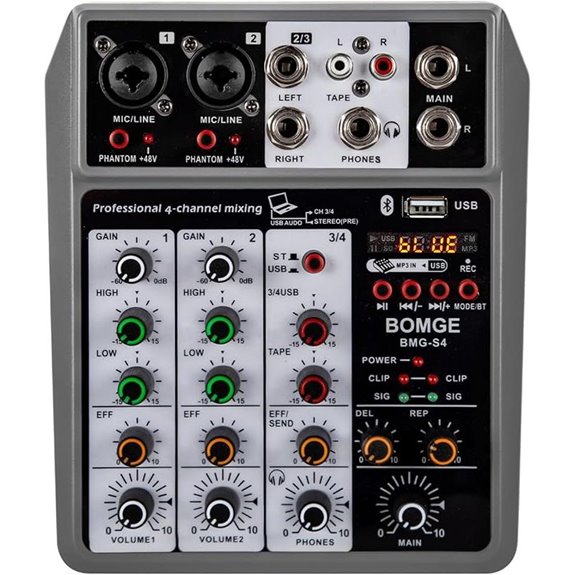 BOMGE 4-Channel Audio Mixer with USB & Bluetooth