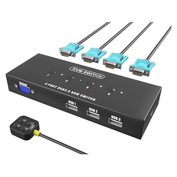 4-Port VGA KVM Switch for 4 Computers with USB