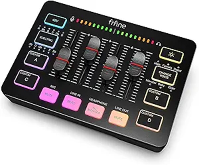 FIFINE Gaming Audio Mixer with Microphone Interface