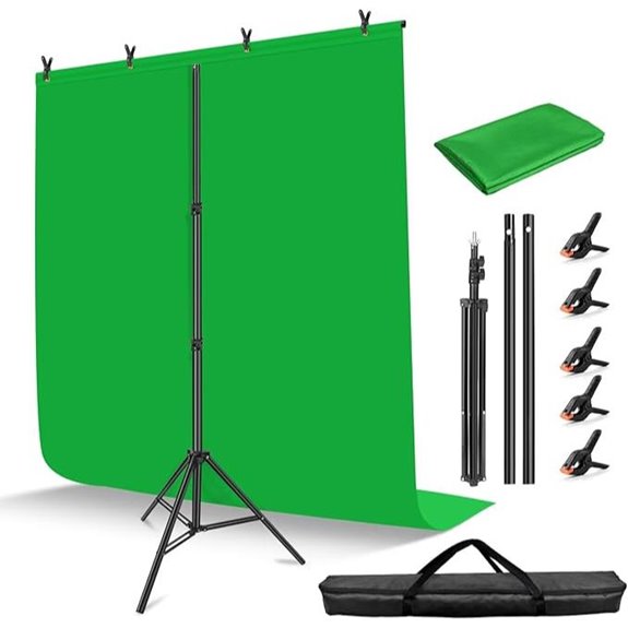 HEMMOTOP Green Screen Stand Kit with Backdrop and Carrying Case
