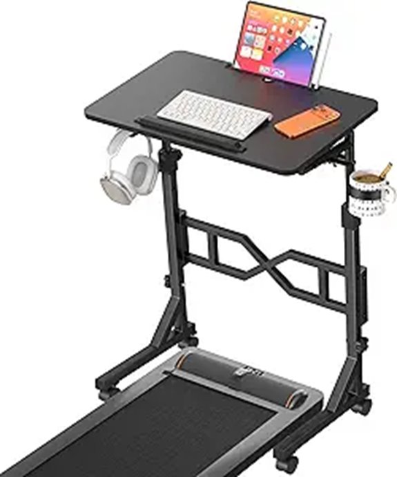 Adjustable Rolling Standing Desk with Cup Holder