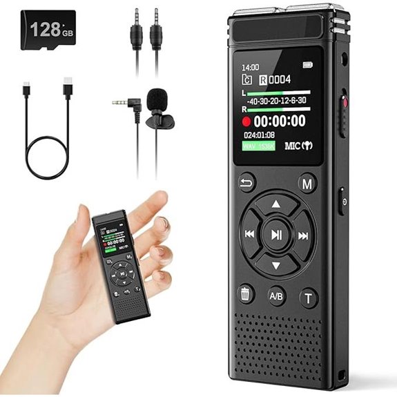 136GB Voice Recorder with Playback and Noise Reduction